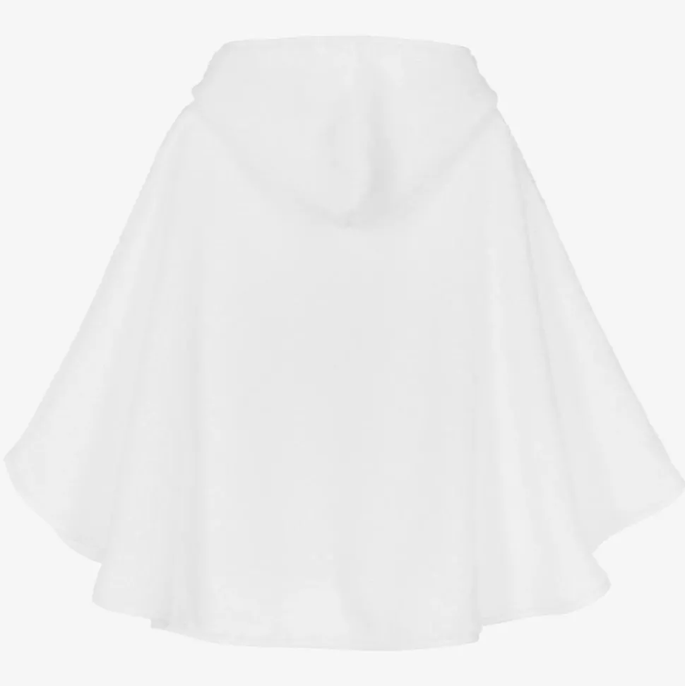 Girls White Cotton Towelling Lemon Poncho
