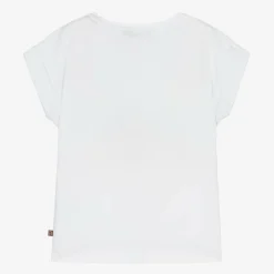 Girls White Cotton T-Shirt
