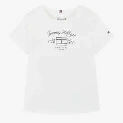 Girls White Cotton T-Shirt