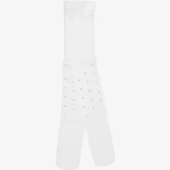 Girls White Diamanté Tights
