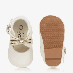 Girls White Faux Leather Bow Shoes