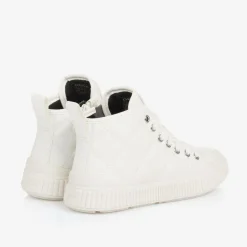 Girls White Faux Leather Quilted Trainers