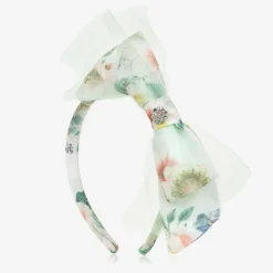 Girls White Floral Bow Hairband