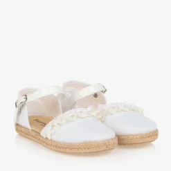 Girls White Lacey Espadrilles