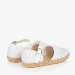 Girls White Lacey Espadrilles