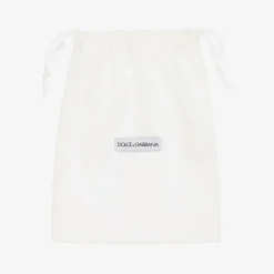 Girls White Leather DG Sliders