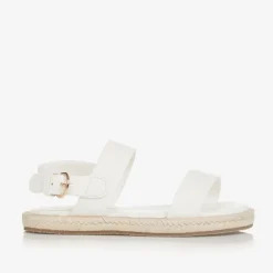 Girls White Leather Sandals