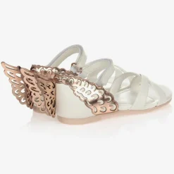 Girls White Leather Sandals