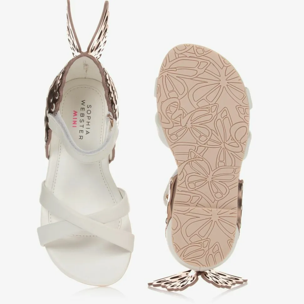 Girls White Leather Sandals