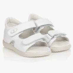 Girls White Leather Sandals