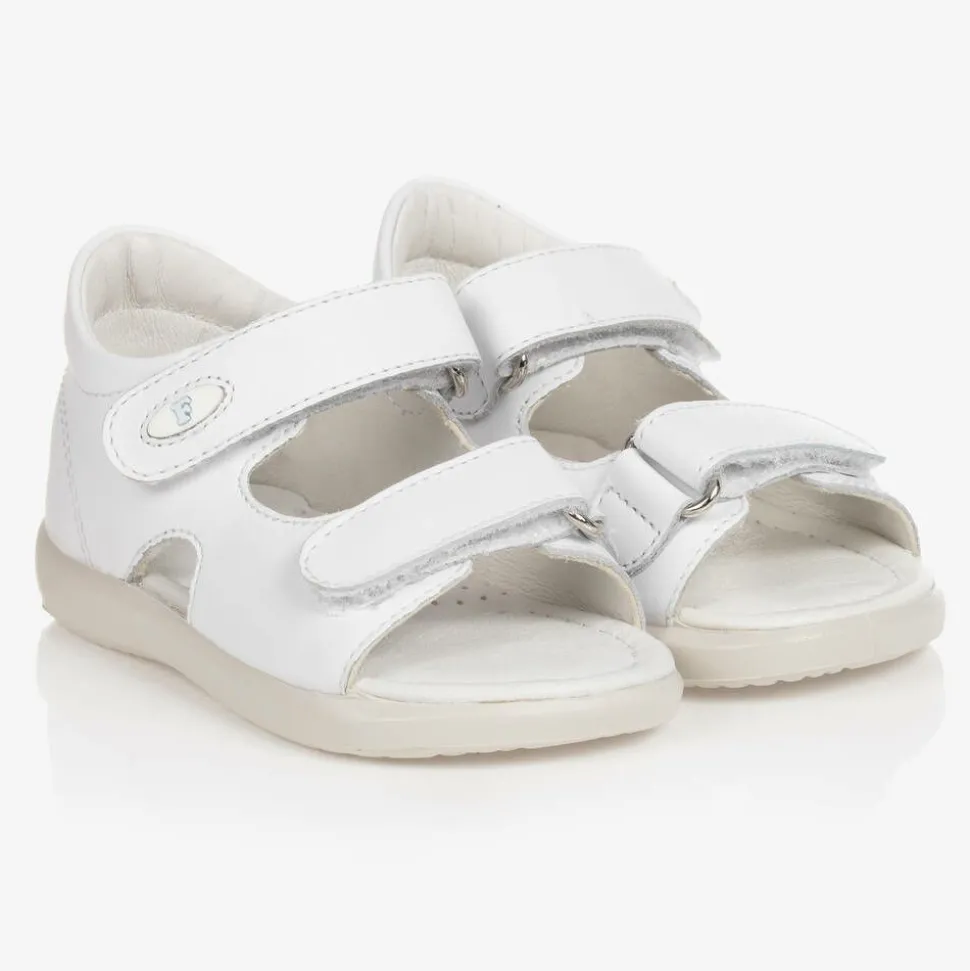 Girls White Leather Sandals