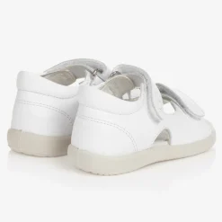 Girls White Leather Sandals