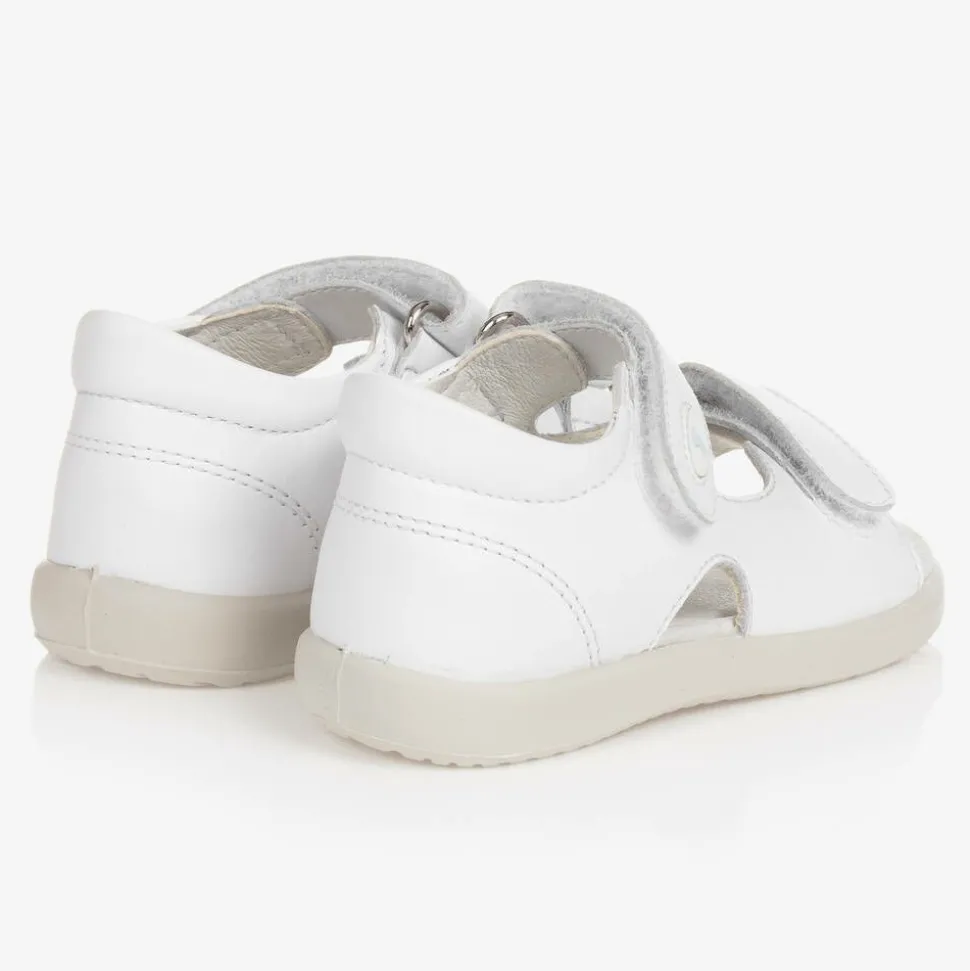 Girls White Leather Sandals