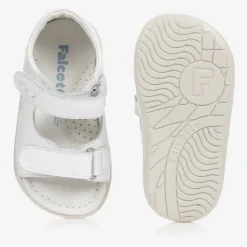 Girls White Leather Sandals