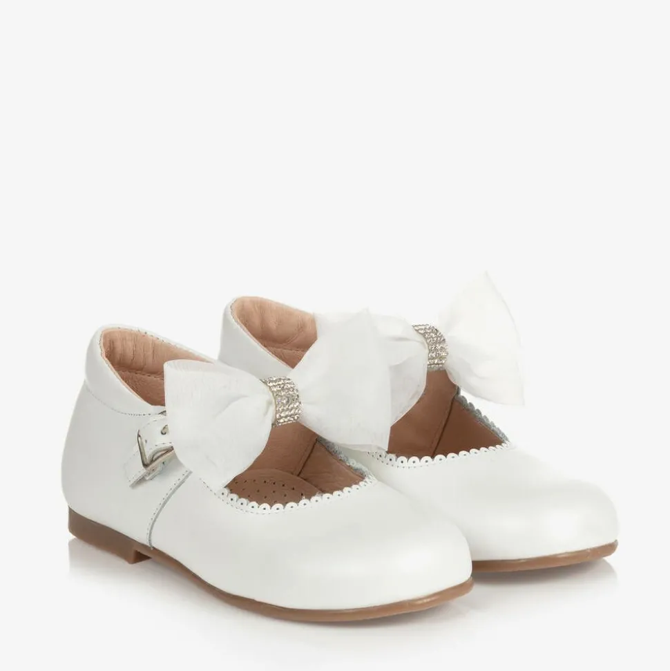 Girls White Leather Shoes