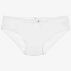 Girls White Modal & Lace Knickers