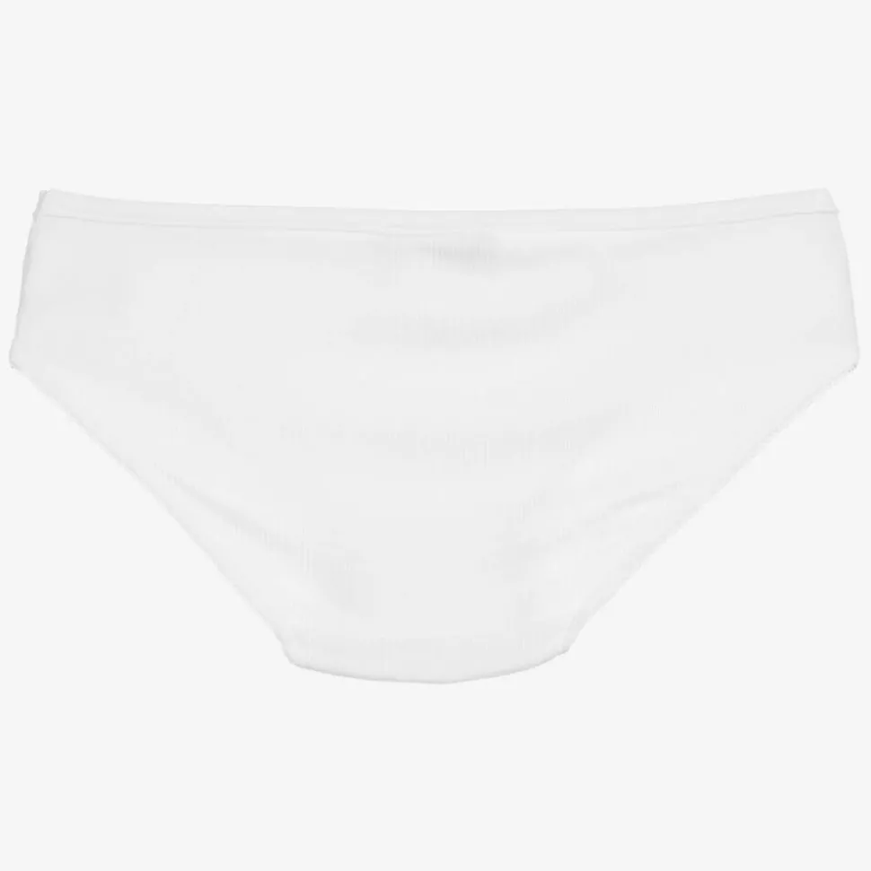 Girls White Modal & Lace Knickers
