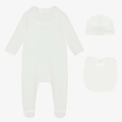 Girls White Organic Cotton Babysuit Gift Set