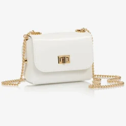 Girls White Patent Leather Bag (12cm)