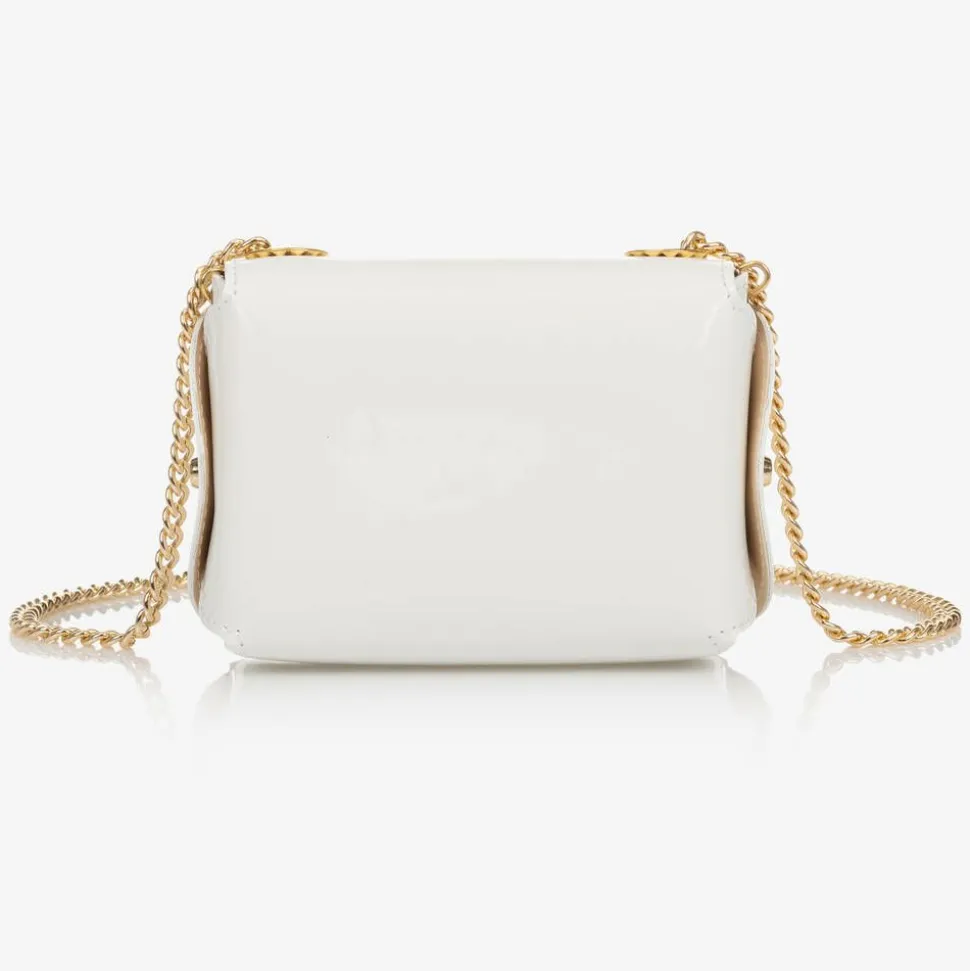 Girls White Patent Leather Bag (12cm)
