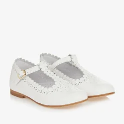 Girls White Patent Leather T-Bar Shoes