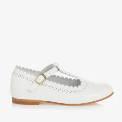 Girls White Patent Leather T-Bar Shoes
