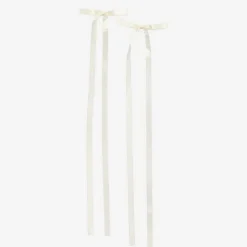 Girls White Satin Bow Hair Clips (2 Pack)