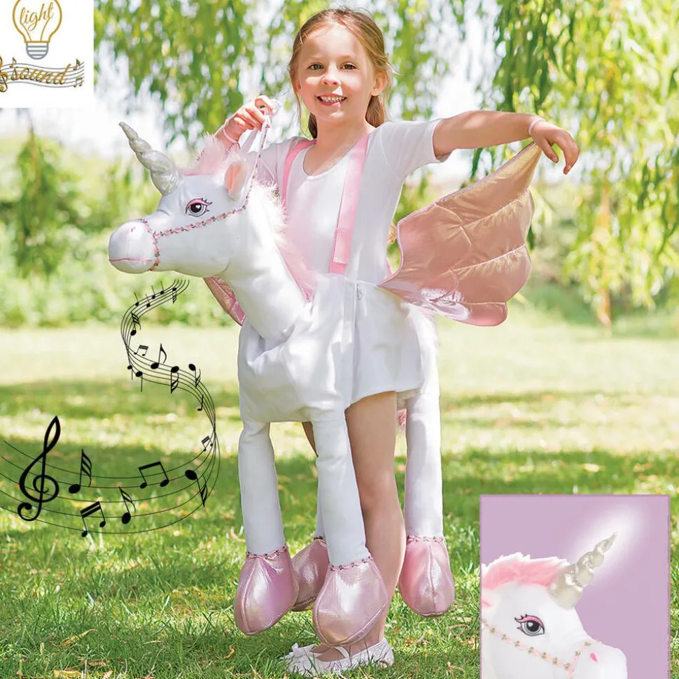 Girls White Sound & Light Unicorn Costume