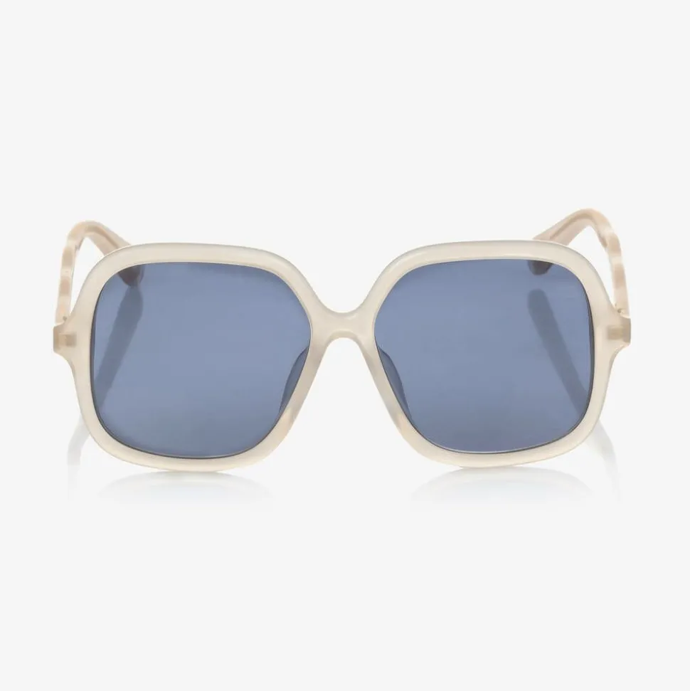 Girls White Square Sunglasses