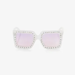 Girls White Square Sunglasses (UV400)