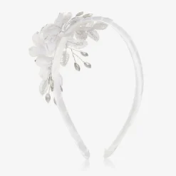 Girls White Tulle Flower Hairband