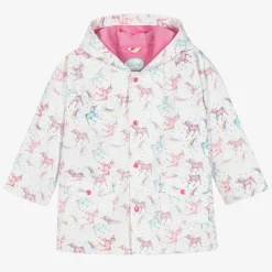 Girls White Unicorn Print Raincoat