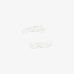 Girls White Velvet Bow Hair Clips (2 Pack)