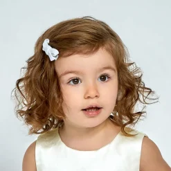 Girls White Velvet Bow Hair Clips (2 Pack)