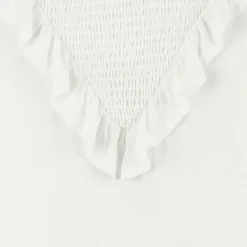 Girls White Viscose Frill Blouse