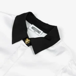 Girls White Viscose Satin Blouse