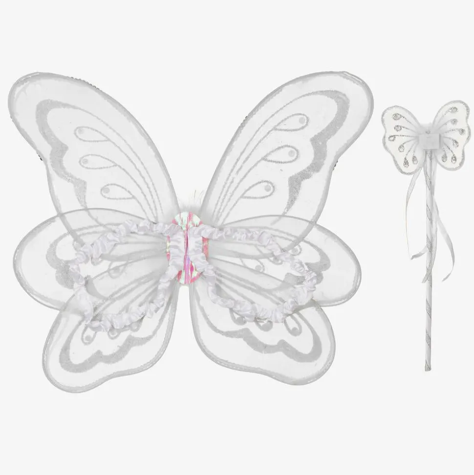 Girls White Wings & Wand Dressing-Up Set