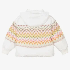 Girls White Zigzag Down Puffer Jacket