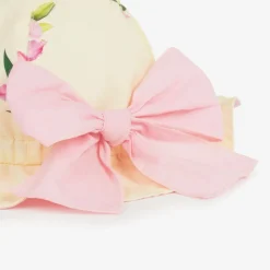 Girls Yellow Cotton Floral Sun Hat