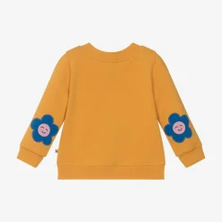 Girls Yellow Cotton Flower Sweatshirt