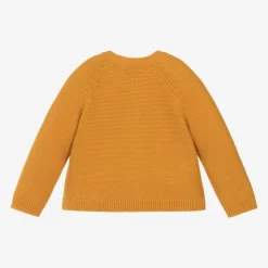 Girls Yellow Cotton Knit Rabbit Cardigan