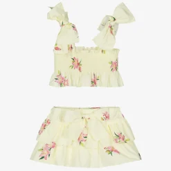 Girls Yellow Cotton Skort Set
