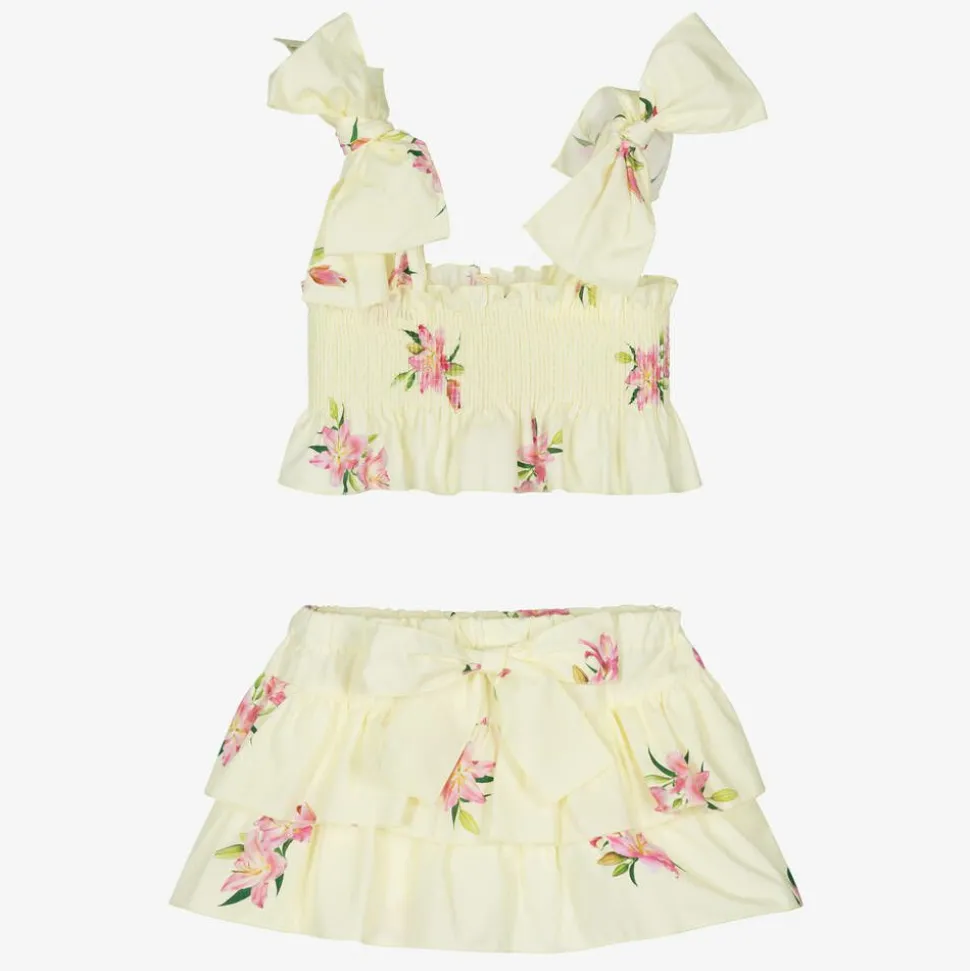 Girls Yellow Cotton Skort Set
