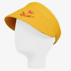 Girls Yellow Flower Straw Sun Visor