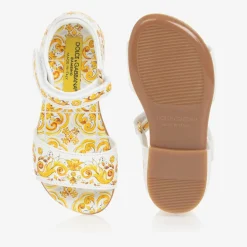 Girls Yellow Leather Majolica Sandals