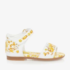 Girls Yellow Leather Majolica Sandals