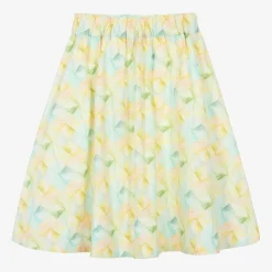 Girls Yellow Pastel Print Viscose Skirt