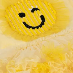 Girls Yellow Smiling Face Tulle Dress