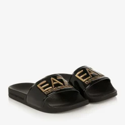 Glossy Black EA7 Logo Sliders