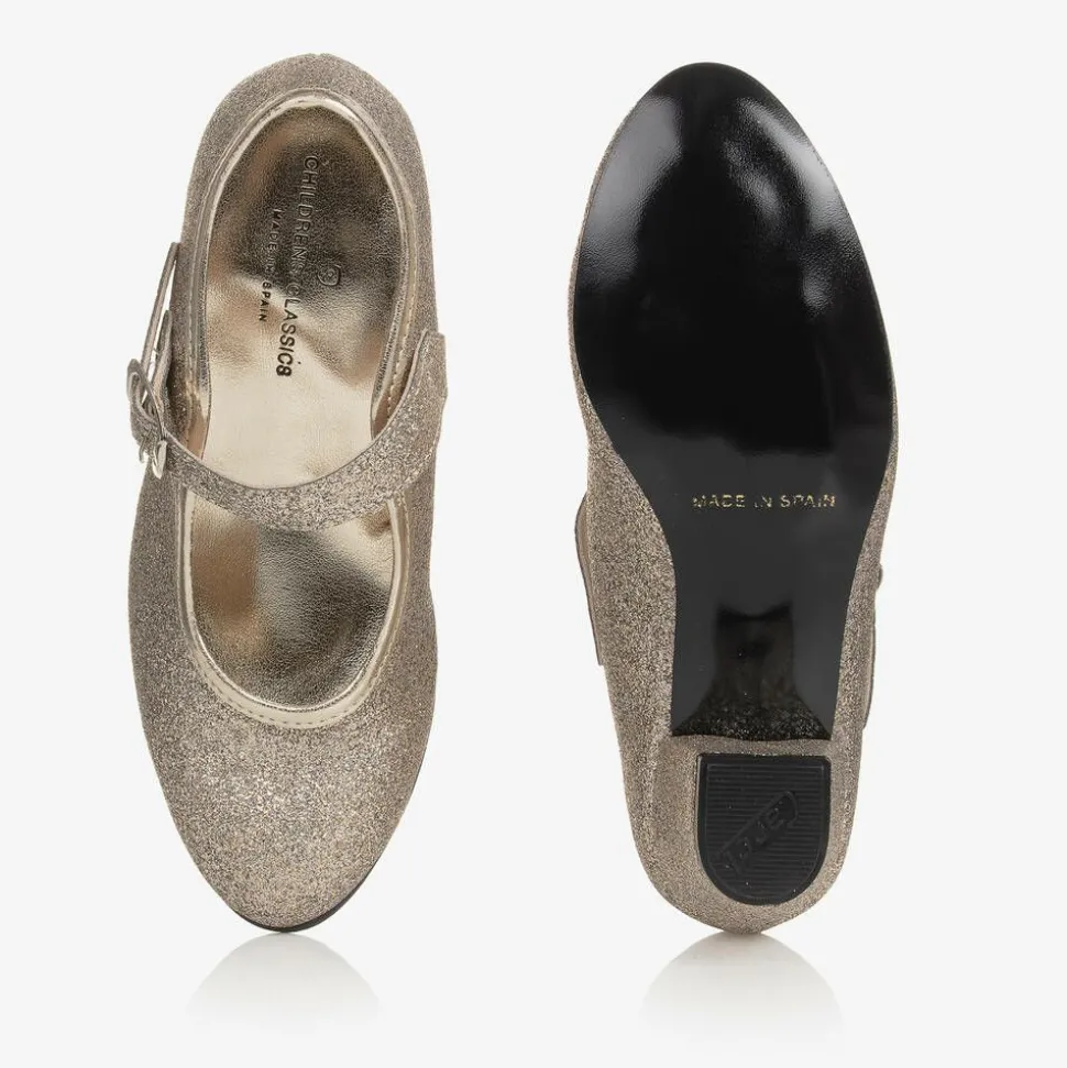 Gold Glitter Heeled Shoes